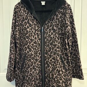 Chico's Black and Brown Leopard Teddy Jacket